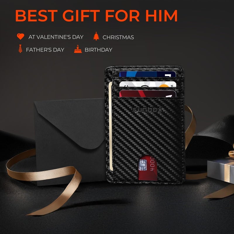RUNBOX Slim ID Cases Minimalist Front Pocket RFID Blocking Leather Wallets for Men and Women Card Holder Wallets Gifts for men - Image 2