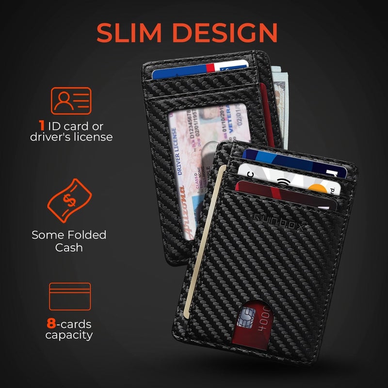 RUNBOX Slim ID Cases Minimalist Front Pocket RFID Blocking Leather Wallets for Men and Women Card Holder Wallets Gifts for men - Image 5
