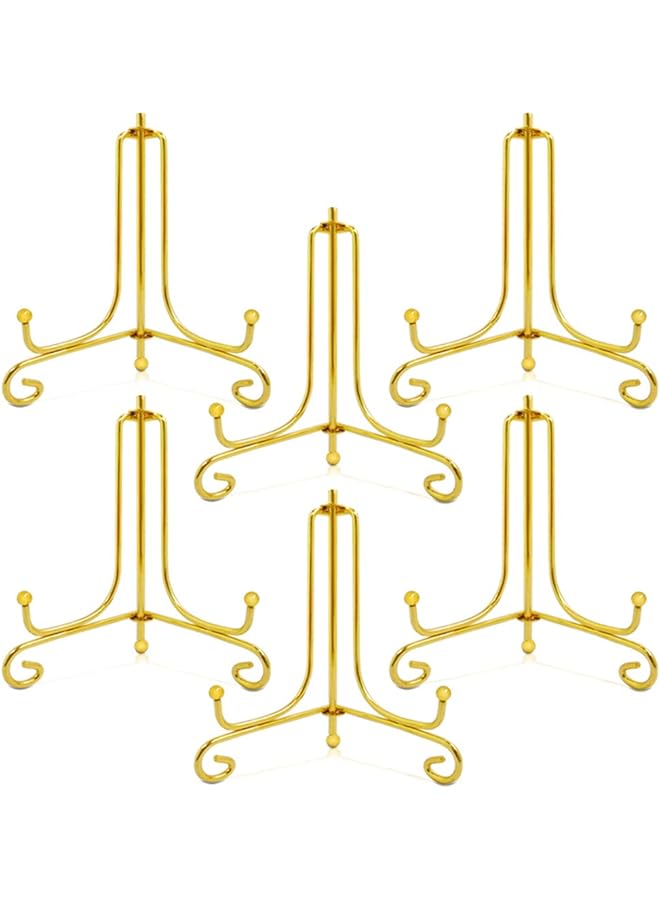 The Bros 6 Pcs Gold Display Stand, 4 Inch Iron Display,Photo Holder Stand,Decorative Plates,Displays Picture Frames,Artworks - Image 1