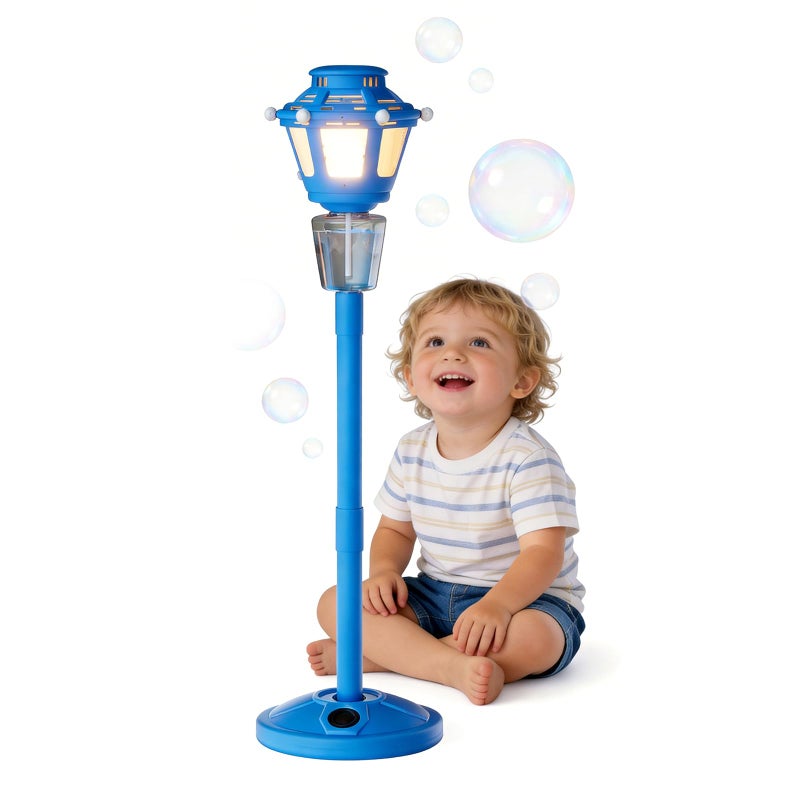 BBnote Street Lamp Bubble Machine with Light and Music Rechargeable Outdoor Summer Bubbles Toys for Kids Adults Bubble Blower and Wand Toy Birthday Christmas Party Gifts for Toddlers Teens Blue - Image 3