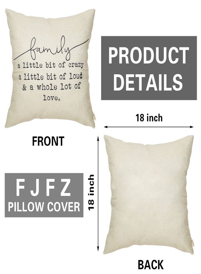 Fjfz Family a Little Bit of Crazy Decorative Throw Pillow Covers, Farmhouse Quote Home Rustic Decorations, Christmas Inspirational Gifts Winter Cotton Linen Cushion Case Decors for Sofa Couch 18 × 18 - Image 2