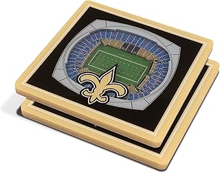 YouTheFan YouTheFan NFL 3D Team StadiumViews 4x4 Coasters - Set of 2, New Orleans Saints, 4" x 4", Team Color  - Image 1