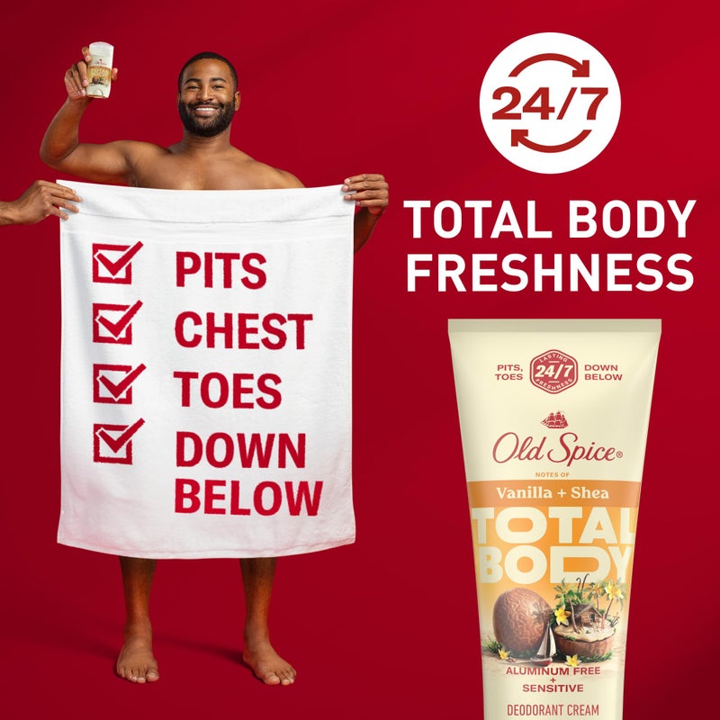 Old Spice Whole Body Deodorant Cream for Men, Aluminum Free, Vanilla + Shea Scent, 24/7 Odor Protection, 24/7 Lasting Freshness, Dermatologist Tested, Gentle on Skin, Safe to Use All Over, 3.0 oz - Image 2