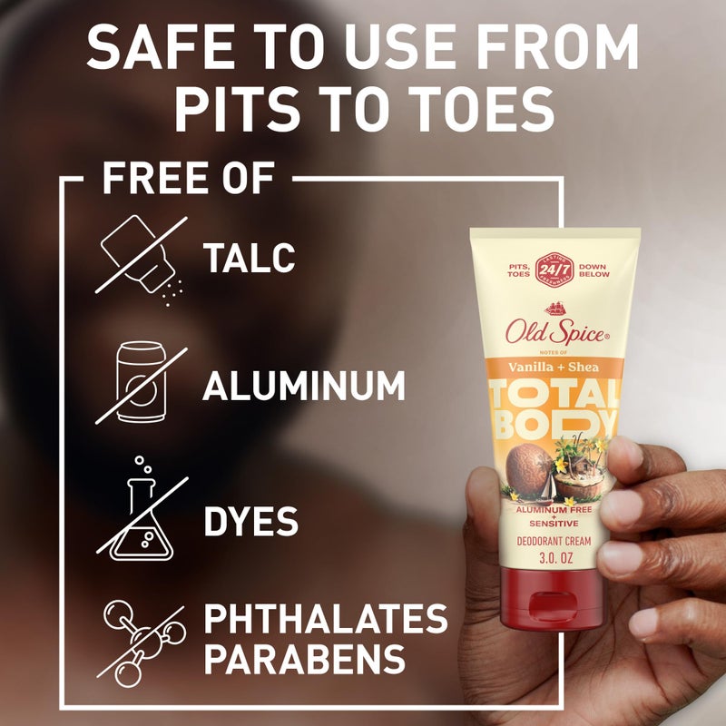 Old Spice Whole Body Deodorant Cream for Men, Aluminum Free, Vanilla + Shea Scent, 24/7 Odor Protection, 24/7 Lasting Freshness, Dermatologist Tested, Gentle on Skin, Safe to Use All Over, 3.0 oz - Image 4