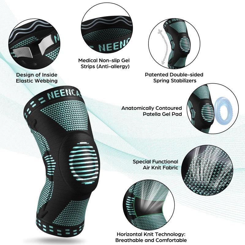 NEENCA Knee Braces for Knee Pain Relief, Compression Knee Sleeves with Patella Gel Pad & Side Stabilizers, Knee Support for Weightlifting, Running, Workout, Arthritis, Meniscus Tear, Men Women. ACE-53 - Image 2