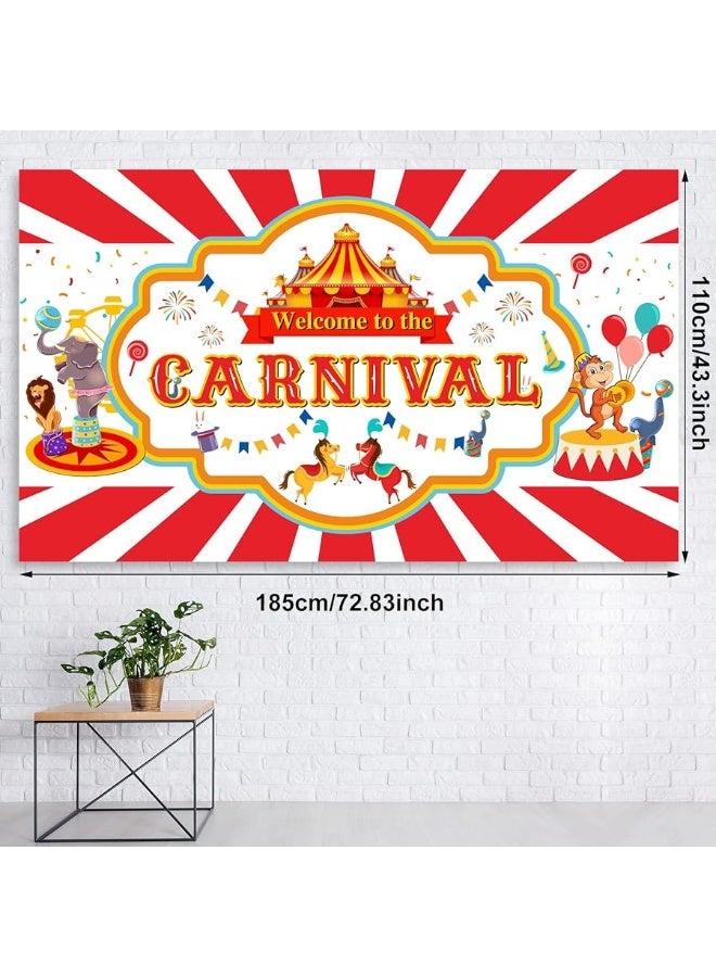 Tatuo Circus Carnival Party Decoration Including Circus Confetti Balloons Kit Carnival Photography Backdrop Banner Carnival Party Tablecloths for Kids Boys Girls Birthday Party Decorations Supplies - Image 2