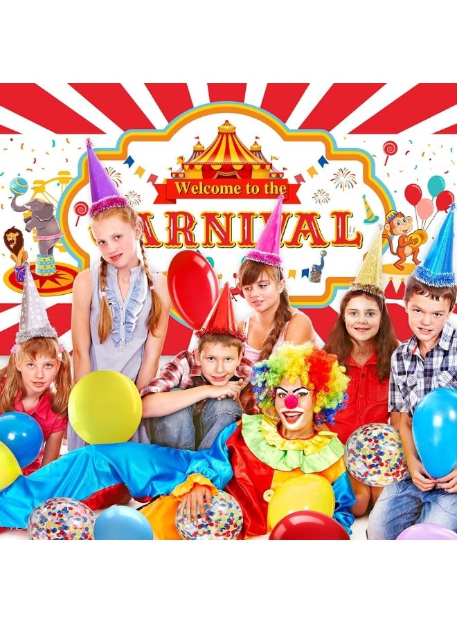 Tatuo Circus Carnival Party Decoration Including Circus Confetti Balloons Kit Carnival Photography Backdrop Banner Carnival Party Tablecloths for Kids Boys Girls Birthday Party Decorations Supplies - Image 3