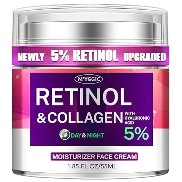 M'YGGIC Collagen Moisturizer Retinol Face Cream with Hyaluronic Acid & Arbutin, Day & Night Anti Aging Facial Moisturizing Cream for Face and Neck to Reduce Wrinkles, Women and Men ，1.85 Fl Oz - Image 1