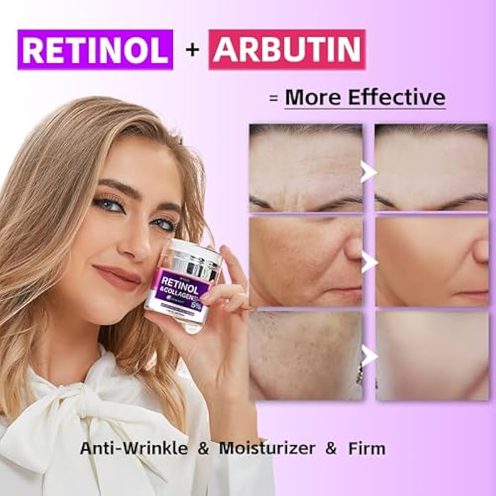 M'YGGIC Collagen Moisturizer Retinol Face Cream with Hyaluronic Acid & Arbutin, Day & Night Anti Aging Facial Moisturizing Cream for Face and Neck to Reduce Wrinkles, Women and Men ，1.85 Fl Oz - Image 4