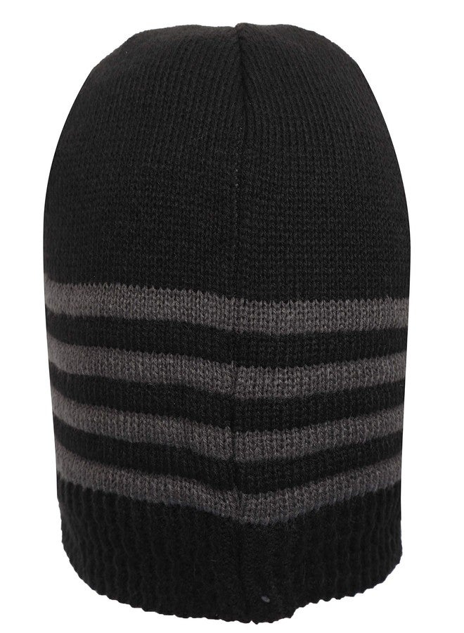 FabSeasons Unisex Acrylic Woolen Skull Cap for Winters with Faux Fur Lining on The Inner Side for Extra Protection from Cold Black - Image 5