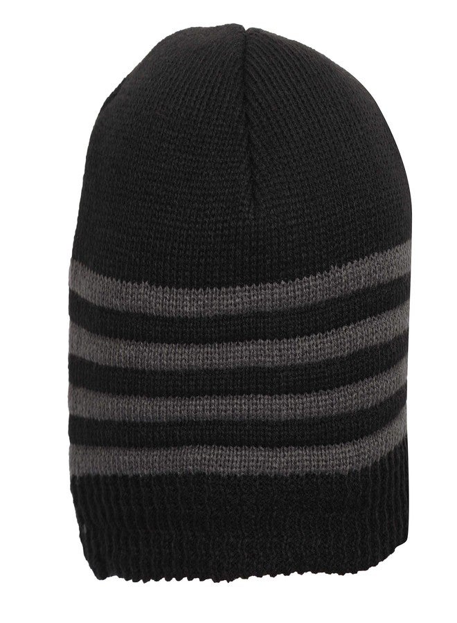 FabSeasons Unisex Acrylic Woolen Skull Cap for Winters with Faux Fur Lining on The Inner Side for Extra Protection from Cold Black - Image 2