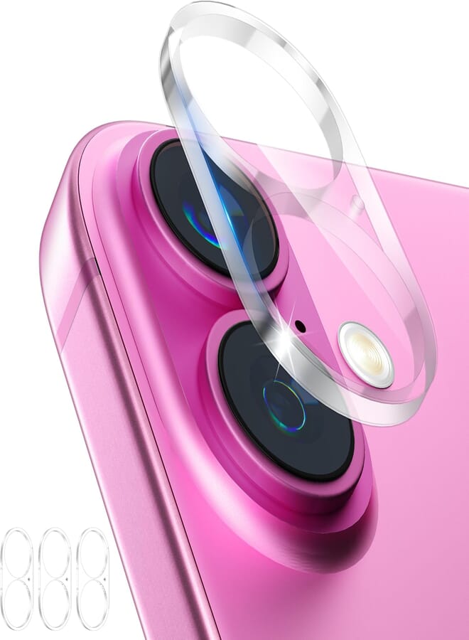 imluckies [3 Pack Clear Camera Lens Protector for iPhone 16 & iPhone 16 Plus, 9H Tempered Glass, Anti-Scratch, Ultra-HD, Case Friendly, Easy to Install, Not Affect Night Shots