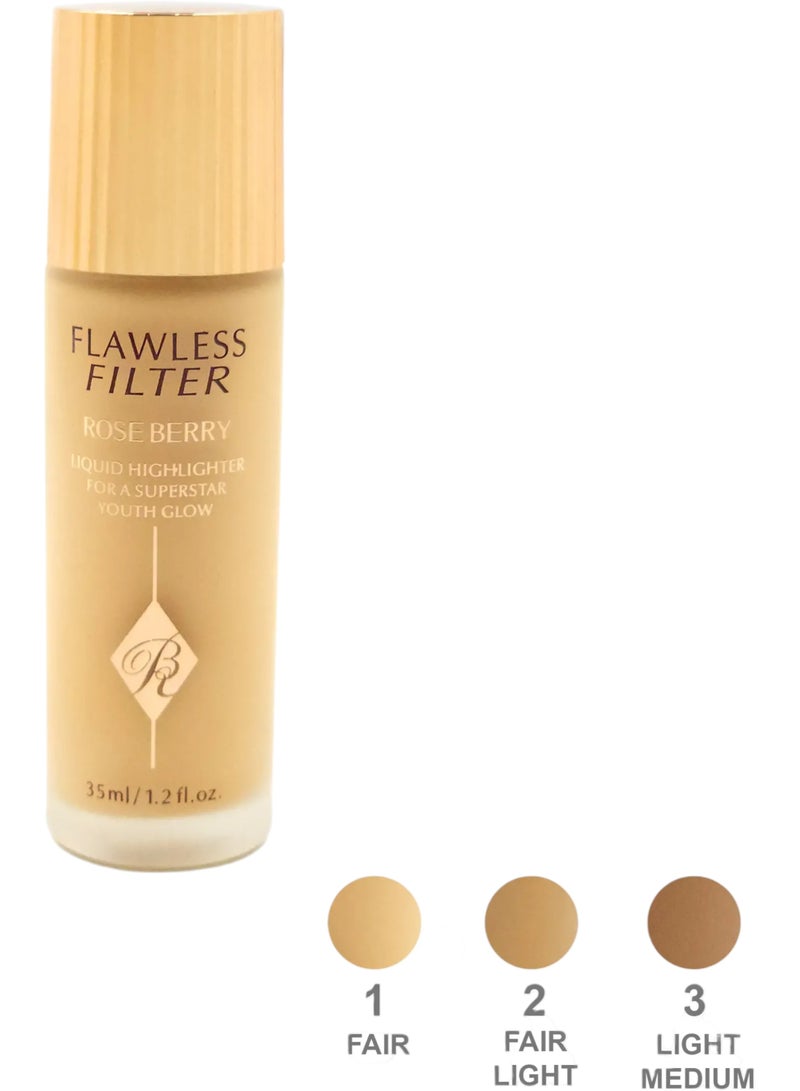 Rose Berry Flawless Filter -01 Fair - 35ml - Liquid Highlighter with Filter Effect - Superstar Youth Glow - Image 2