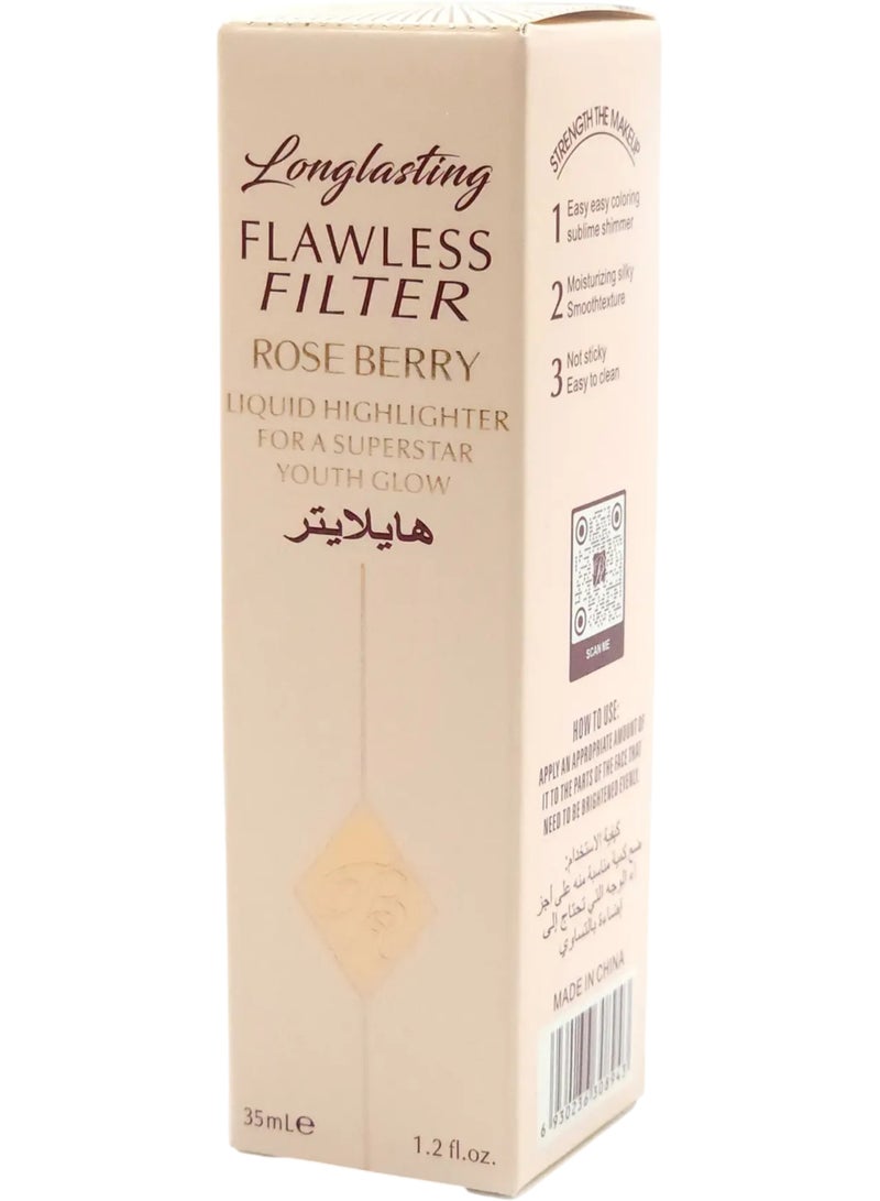 Rose Berry Flawless Filter -01 Fair - 35ml - Liquid Highlighter with Filter Effect - Superstar Youth Glow - Image 3