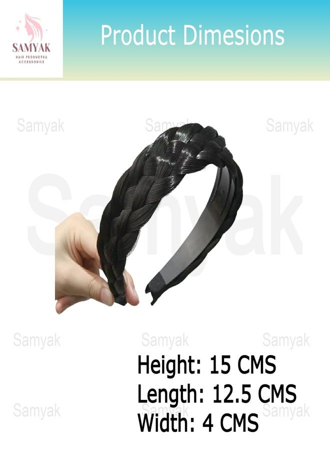 Samyak Synthetic Hair Braided Hair Band 4 Plaited Headband For Women & Girls Fashion Hair Accessory, (Natural Brown) - Image 3