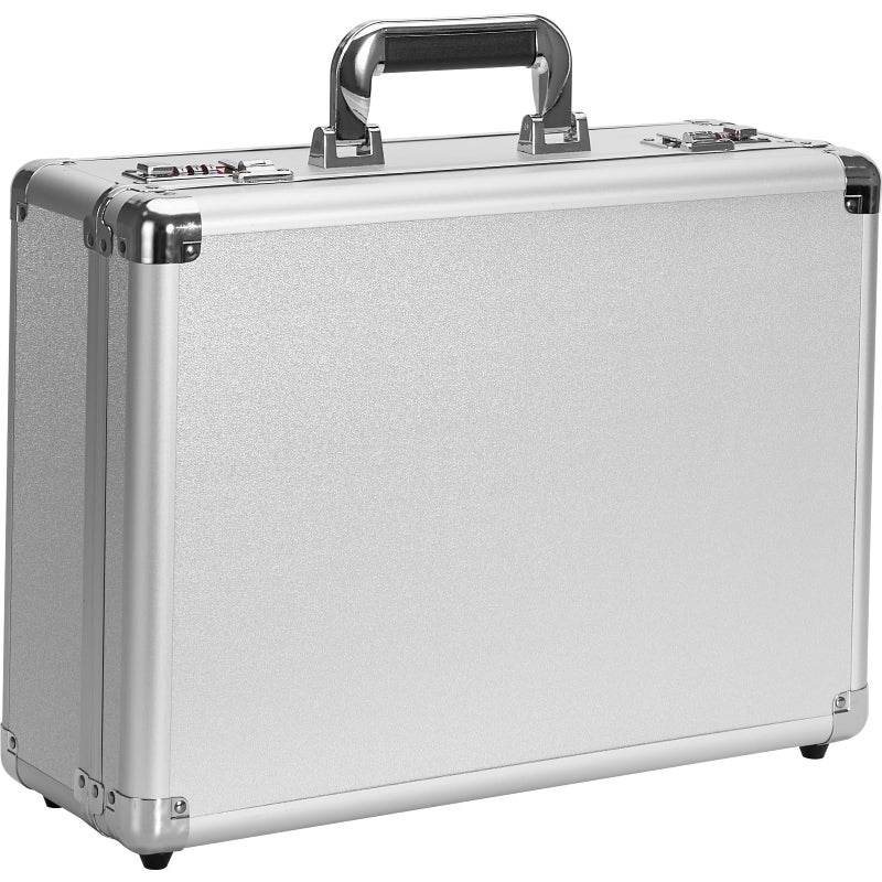 LOCKCURX File Organizer Storage Box - 18.9 x 14.6 x 6.3 Inch X-Large, Portable Locking Storage Totes with Dual Combination Locks for Cash, Documents & Valuables - Silver - Image 1