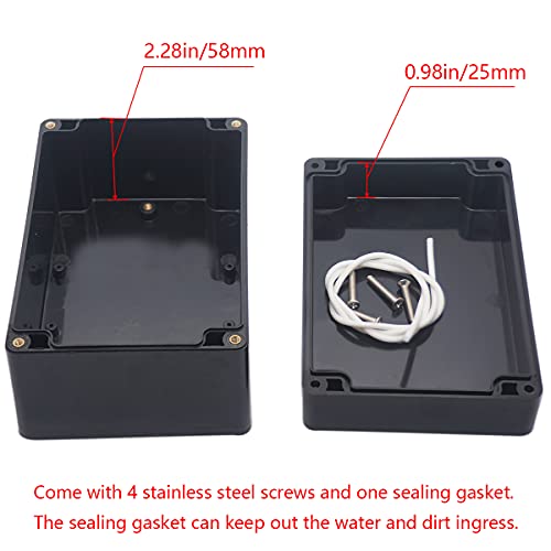 Otdorpatio Project Box IP65 Waterproof Junction Box ABS Plastic Black Electrical Boxes DIY Electronic Project Case Power Enclosure 6.3x4.33x3.54 inch (160x110x90 mm) - Image 4