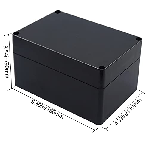 Otdorpatio Project Box IP65 Waterproof Junction Box ABS Plastic Black Electrical Boxes DIY Electronic Project Case Power Enclosure 6.3x4.33x3.54 inch (160x110x90 mm) - Image 2
