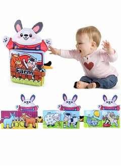 Y&D Baby Book Toys, Soft Books 6-12 Months, Touch and Feel Crinkle Cloth for Infants Toddler, Early Development Sensory Stroller Crib Toys Boy Girl (Farm Puppet)  - Image 1