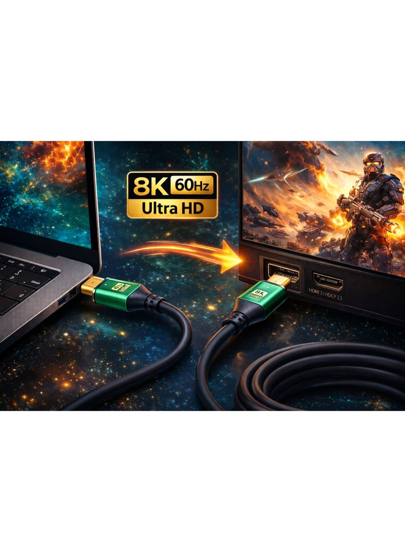 CABLE CONV 8K HDMI 2.1 Cable 3Meter 8K@60Hz, 4K@120Hz, 2K@240Hz, 1080P@240Hz, 48Gbps, 3D, HDR, HDCP, eARC, Dolby - Ultra High Speed HDMI Cord for Laptop, Computer, Monitor, Projectors, TV, PS4, PS5, Xbox, Switch, HDTV,DSLR Camera - Image 3