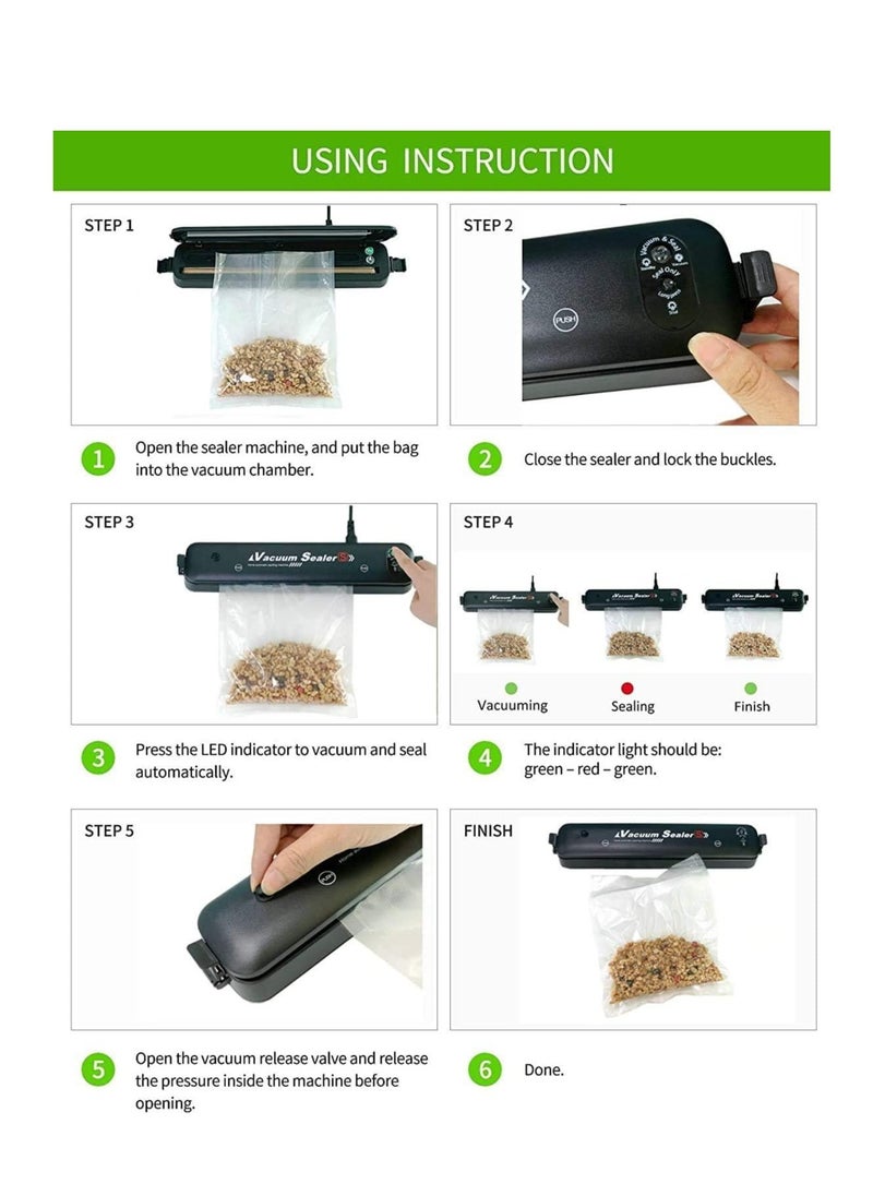 Raxoom Vacuum Sealer Machine, Automatic Food Sealer with 30 PCS Vacuum Bags, Vacuum Air Sealing System for Food savers Portable Sealer Food Vacuum Sealer Machines for Kitchen Food Storage Saver  - Image 3