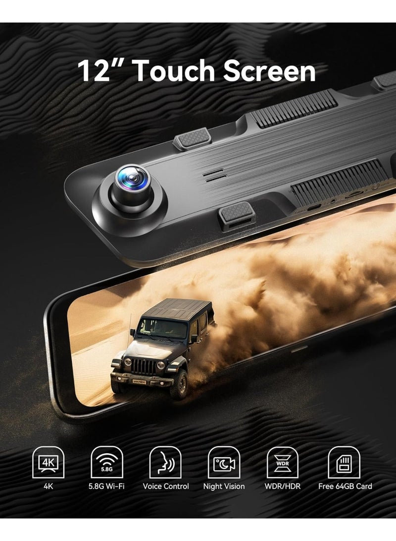 وولف بوكس كاميرا ذكية للوحة القيادة بمرآة أمامية وخلفية - Image 2