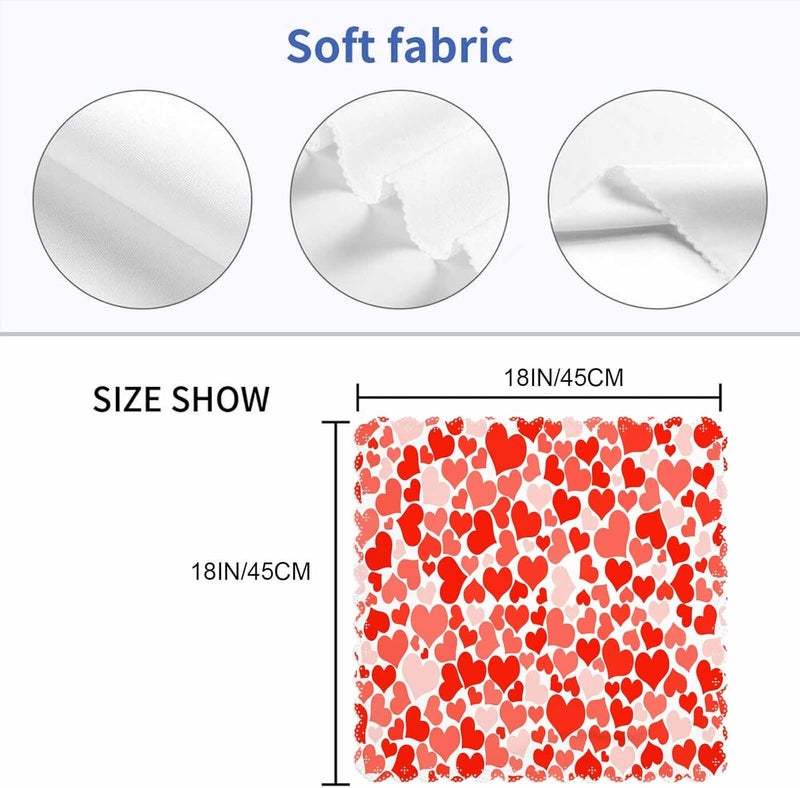 Yibeas Red Heart Cloth Table Napkins Set of 4 Polyester Washable Decoration Dinner Napkins for Kitchen 18 x 18 inch - Image 2