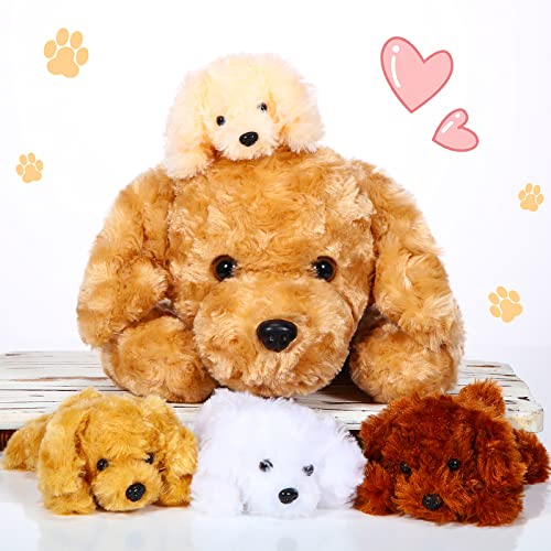 Skylety 5 Pcs Dog Stuffed Animal Puppy Stuffed with Babies Inside 1 Big Mommy with 4 Mini Baby Cute Soft Toy for Children Birthday Party Adopt a Puppy FavorGolden Retriever - Image 1
