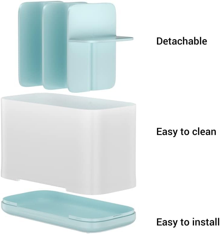 Leawall Plastic Multipurpose Storage Holder Stand for Bathroom Toothbrush Tongue Cleaner Soap Comb Razor Shaving Kit and Toiletries Cosmetics Organizer (Sky Blue) - Image 2