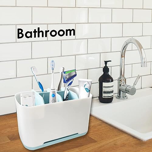 Leawall Plastic Multipurpose Storage Holder Stand for Bathroom Toothbrush Tongue Cleaner Soap Comb Razor Shaving Kit and Toiletries Cosmetics Organizer (Sky Blue) - Image 3