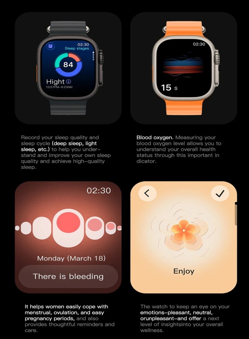Microwear Men's smart watch with a 49mm AMOLED display. Water resistant (IP68 rating) smart watches for men. Features heart rate and temperature monitoring. smart watch for men Includes various sports modes. ultra watch Supports ChatGPT and WhatsApp. Includes a dedicated app for tracking watch measurements. - Image 2