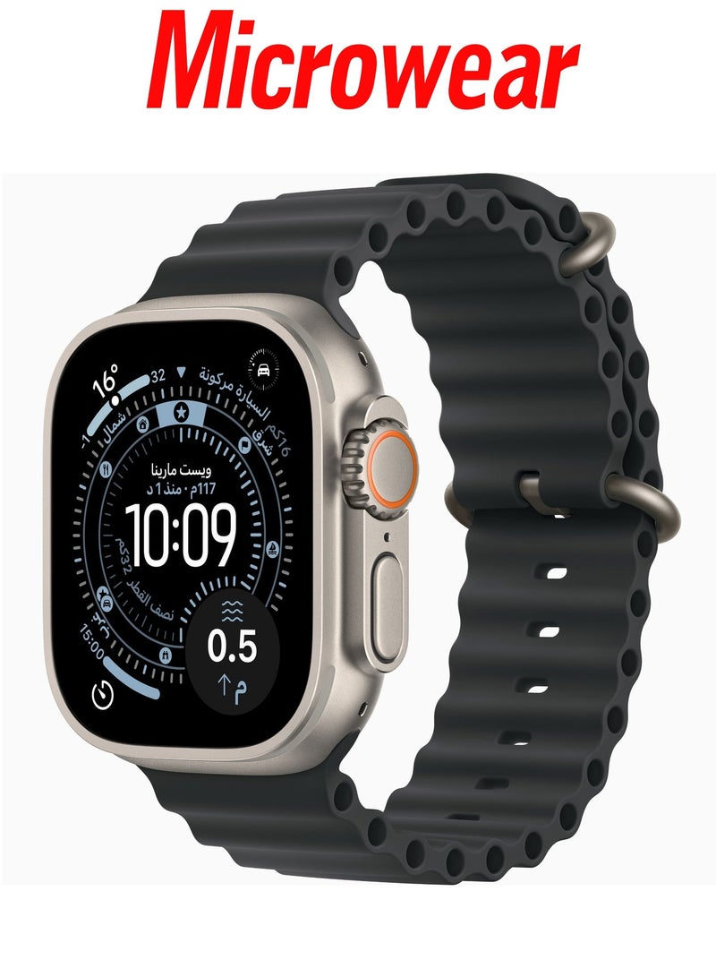 Microwear Men's smart watch with a 49mm AMOLED display. Water resistant (IP68 rating) smart watches for men. Features heart rate and temperature monitoring. smart watch for men Includes various sports modes. ultra watch Supports ChatGPT and WhatsApp. Includes a dedicated app for tracking watch measurements. - Image 1