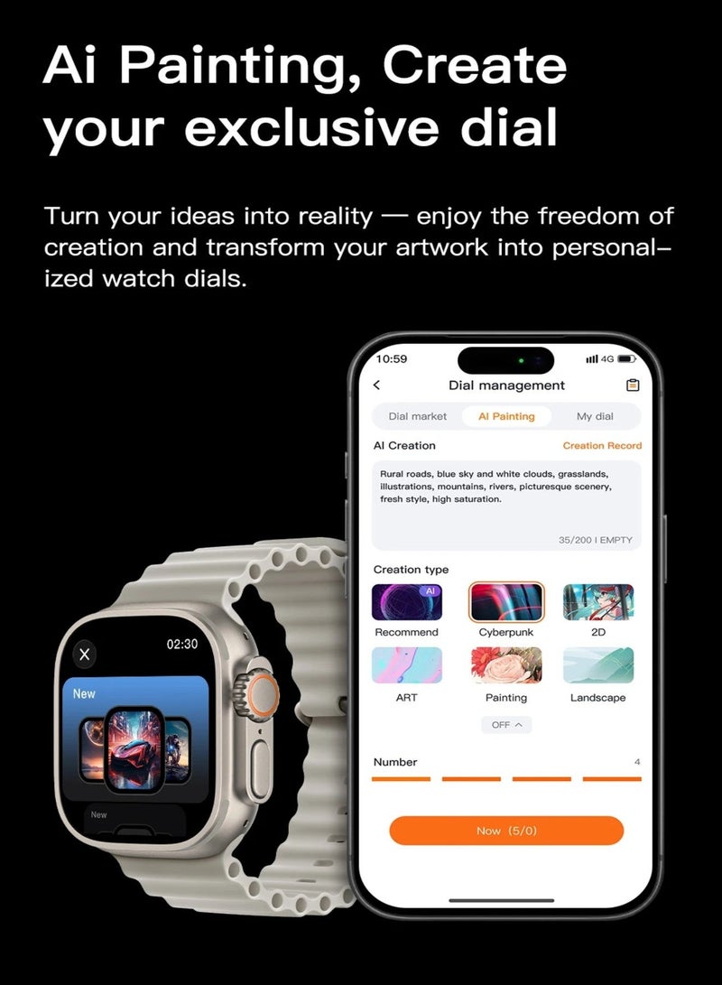Microwear Men's smart watch with a 49mm AMOLED display. Water resistant (IP68 rating) smart watches for men. Features heart rate and temperature monitoring. smart watch for men Includes various sports modes. ultra watch Supports ChatGPT and WhatsApp. Includes a dedicated app for tracking watch measurements. - Image 5