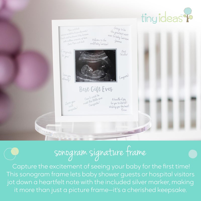 Tiny Ideas Sonogram Signature Frame - Ultrasound Picture Keepsake, Gender Neutral Baby Shower Decor, First Time Moms Pregnancy Gift, Guest Book Alternative, Ideal for Nursery, Marker Included - Image 3