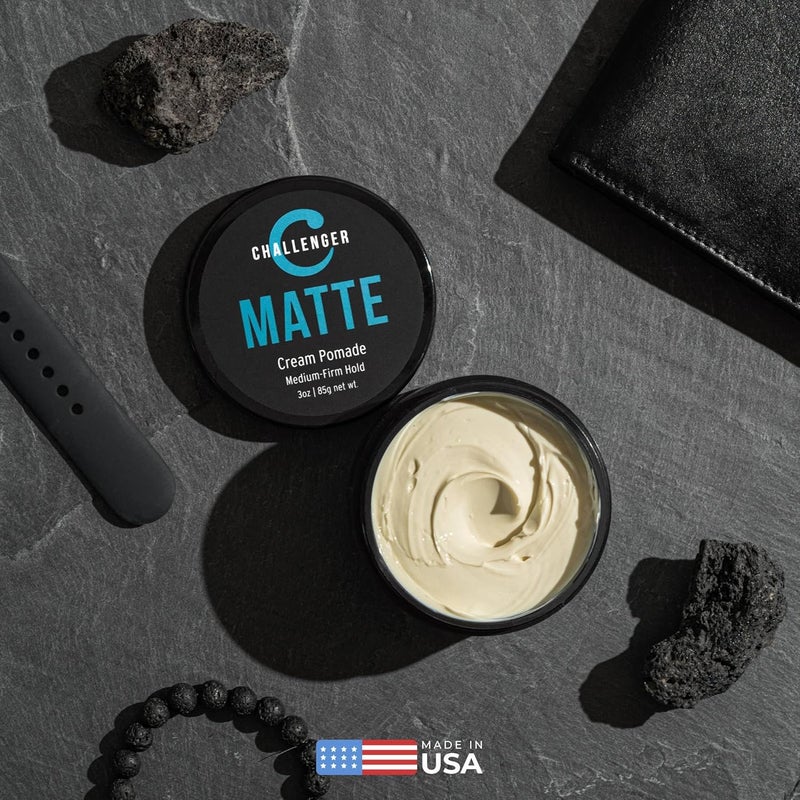 Challenger Men’s Matte Cream Pomade, 1.5 Ounce | Natural Finish, Clean & Subtle Scent | Medium Firm Hold | Best Water Based Hair Styling Paste, Wax, Fiber, Clay, & Gel All In One - Image 5