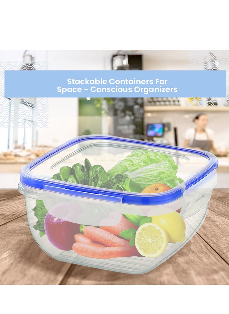 Bager - Bager 3-Piece Square Storage Box Set - Ample Capacity, Crystal Clear Transparency, Sturdy and Stackable Design - Versatile Plastic Containers for Kitchen Organization and Storage (Transparent) - Image 1