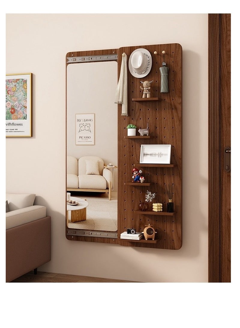 CityRiya-Long Wall Mounted Full Length Mirror - Dressing Mirror & Try-On Mirror with Pegboard Storage, 2-in-1 Garment Rack & Shelf - Multi-Functional Glass Panel Mirror for Bedroom, Living Room, Entryway (40*120cm) - Image 1