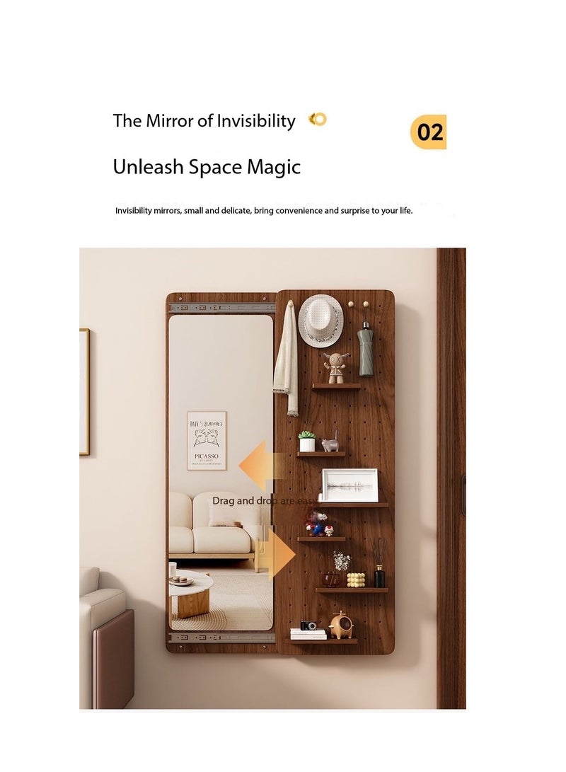 CityRiya-Long Wall Mounted Full Length Mirror - Dressing Mirror & Try-On Mirror with Pegboard Storage, 2-in-1 Garment Rack & Shelf - Multi-Functional Glass Panel Mirror for Bedroom, Living Room, Entryway (40*120cm) - Image 4