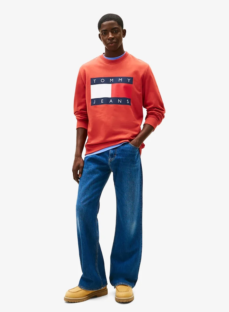 TOMMY JEANS  Flag Badge Terry Crew Neck Jumper for Men | Best Price UAE