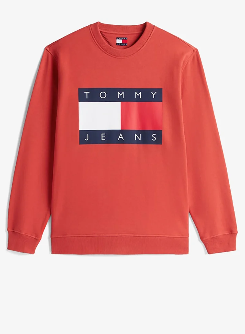 TOMMY JEANS  Flag Badge Terry Crew Neck Jumper for Men | Best Price UAE