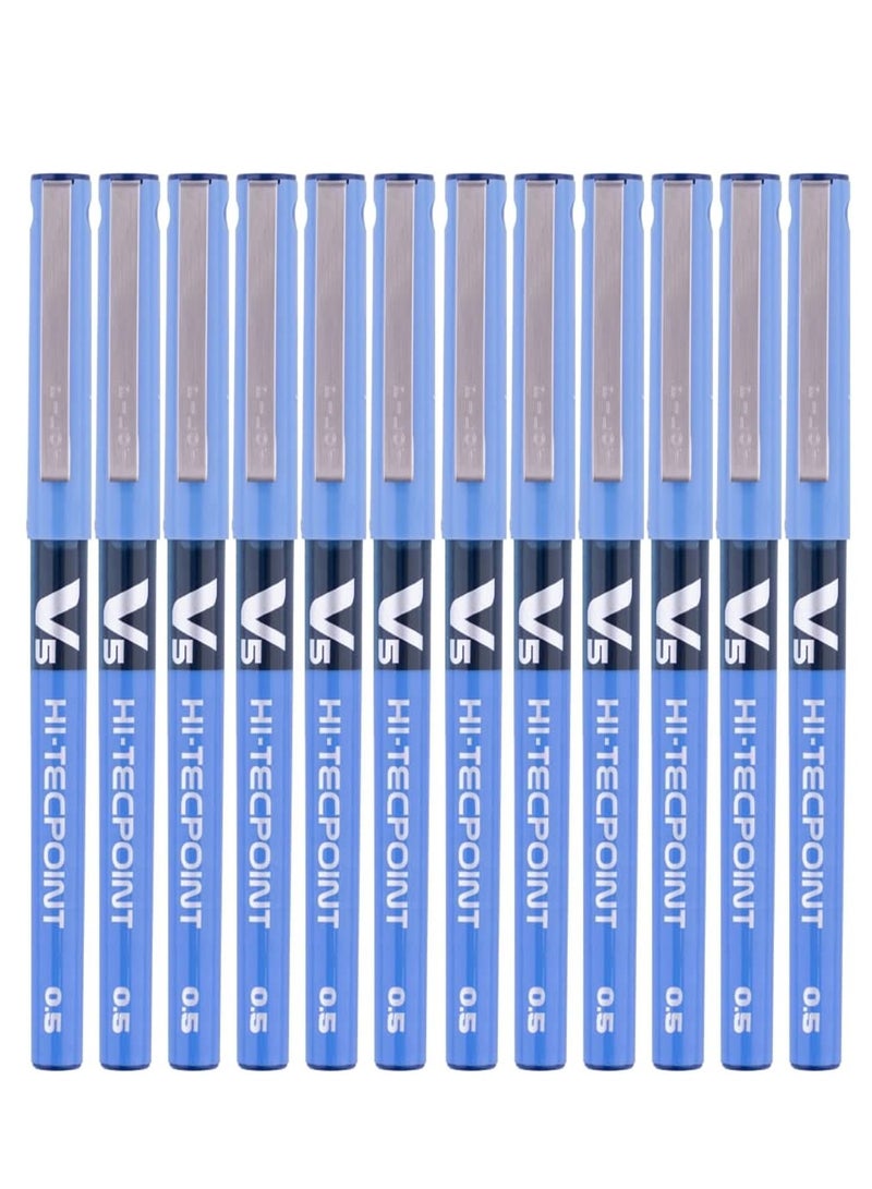 PILOT قلم حبر جاف هاي تيك بوينت V5 فاين، 12 قطعة، حبر أزرق - Image 1