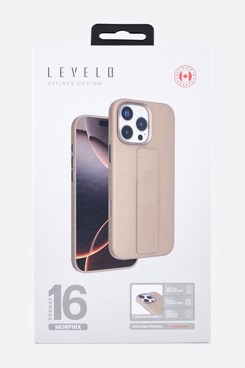 LEVELO iPhone 16 Pro Max Morohix Silicone Case With Grip, Brown - Image 2