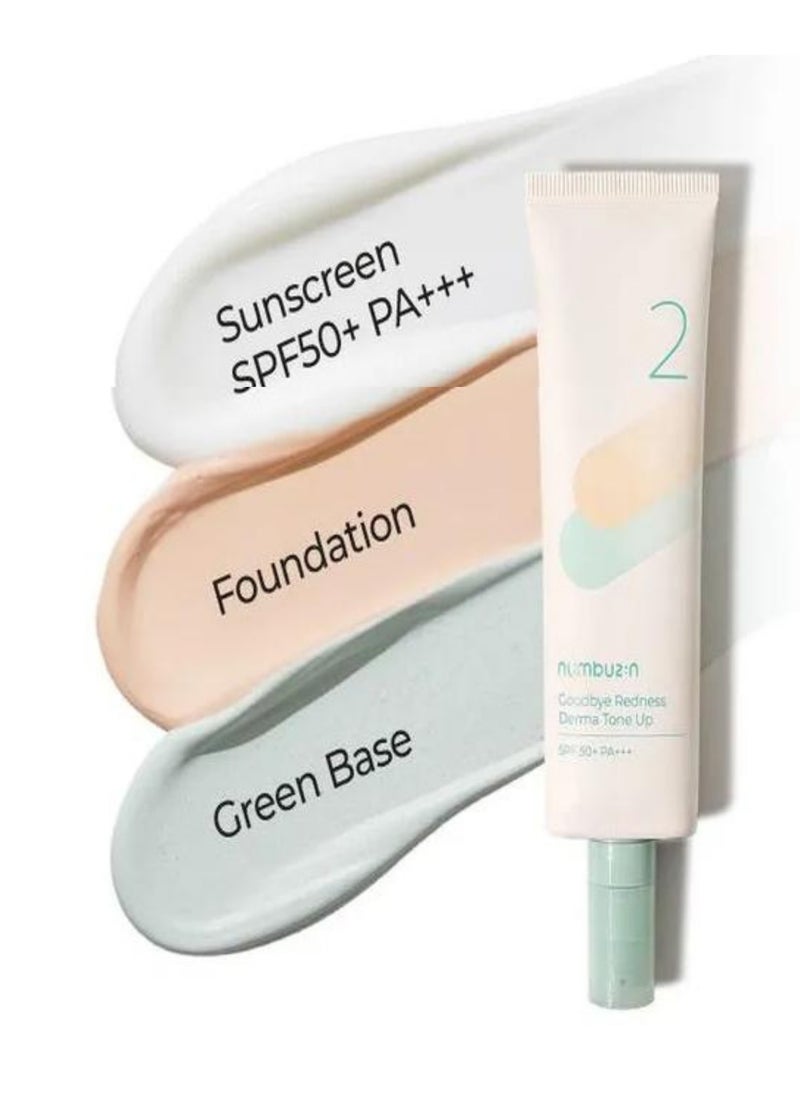 numbuzin - Numbuzin No.2 Goodbye Redness Derma Tone Up - Infused with Derma Ingredients and Tea Tree Leaf for Redness Reduction and Even Skin Tone, 50ml - Image 1