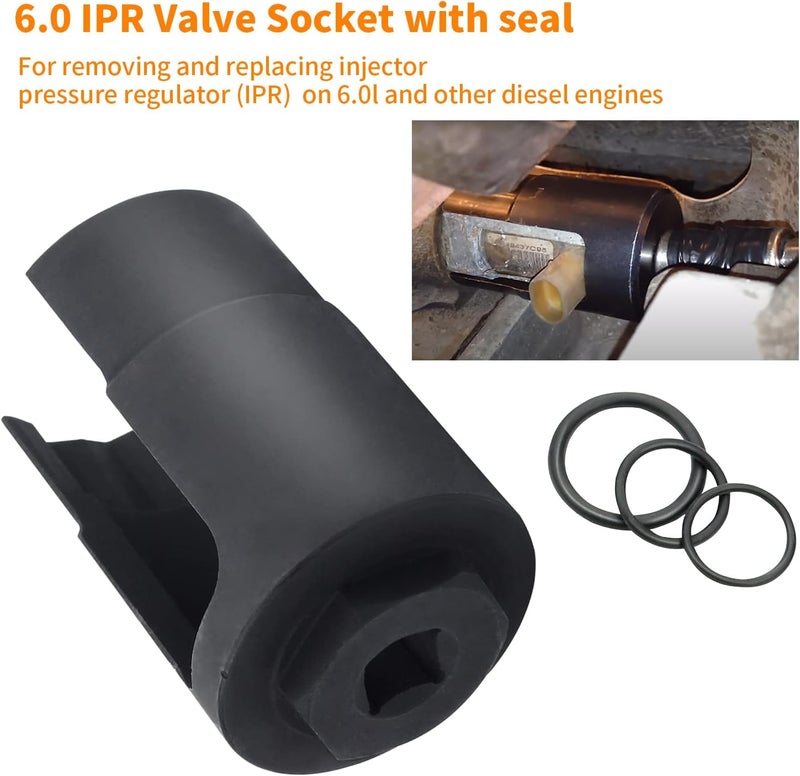 Mekar 6.0 IPR Valve Socket and Oil Rail Adapters Kits and 6.0 High Pressure Oil Pump IPR Valve Air Test Fitting Tool with Seal Kit Compatible with 6.0L Powerstroke Diesel Engine - Image 3