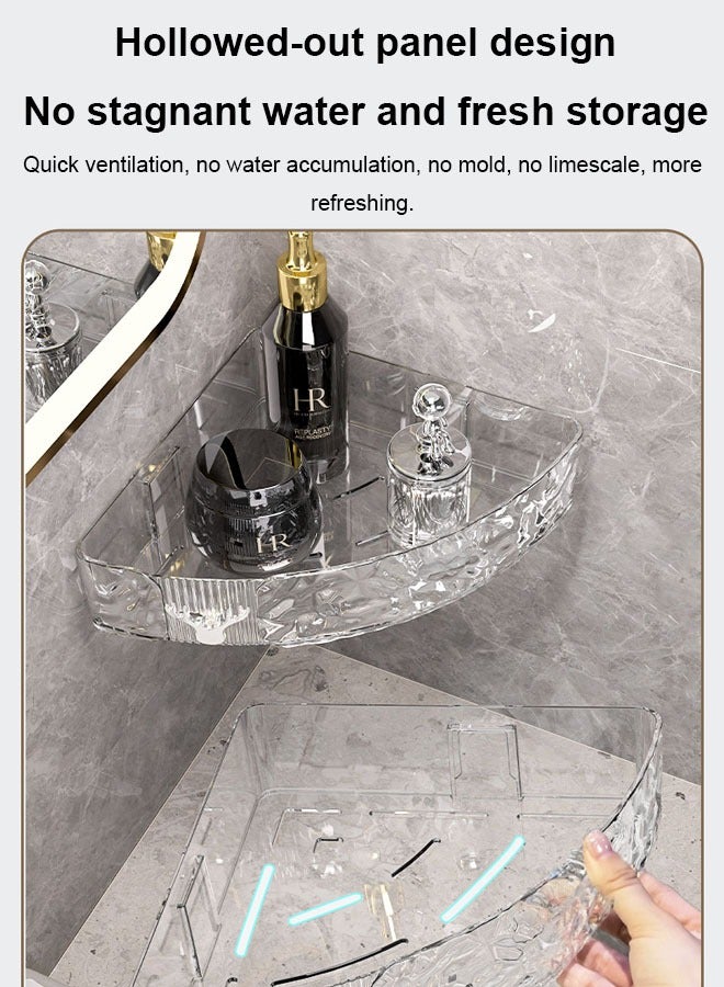 Bathroom Bathroom Corner Triangle Shelf, Wall Mounted Storage No Punching, Can Be Placed On Bathroom Restroom Wall, Transparent Color  - Image 4