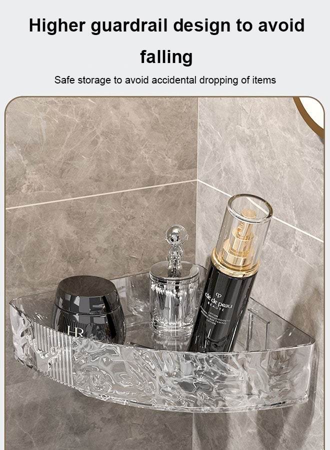 Bathroom Bathroom Corner Triangle Shelf, Wall Mounted Storage No Punching, Can Be Placed On Bathroom Restroom Wall, Transparent Color  - Image 5
