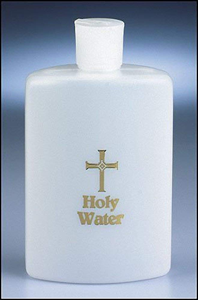 1home Large 8oz Frosted White Gold Cross Catholic Christian Holy Water Bottle - Image 4