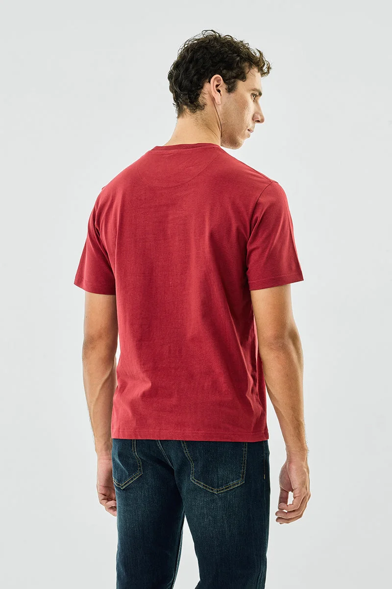 Snitch Maroon Core Lab 100% Cotton Regular Fit T-Shirt for Men | Best Price UAE