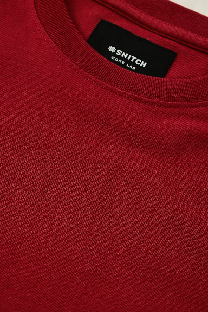 Snitch Maroon Core Lab 100% Cotton Regular Fit T-Shirt for Men | Best Price UAE