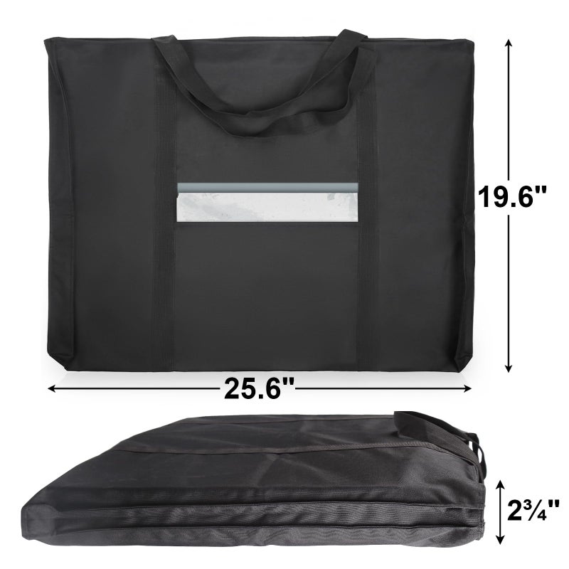 JJRING Dacron Light Weight Art Portfolio Bag, 19.6'' x 25.6'' for 18'' by 24'', Black Carrying Storage Case for Poster, Sketching, and Drawing - Image 2